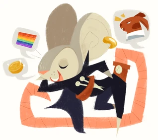 Illustration of a gay cartoon mouse